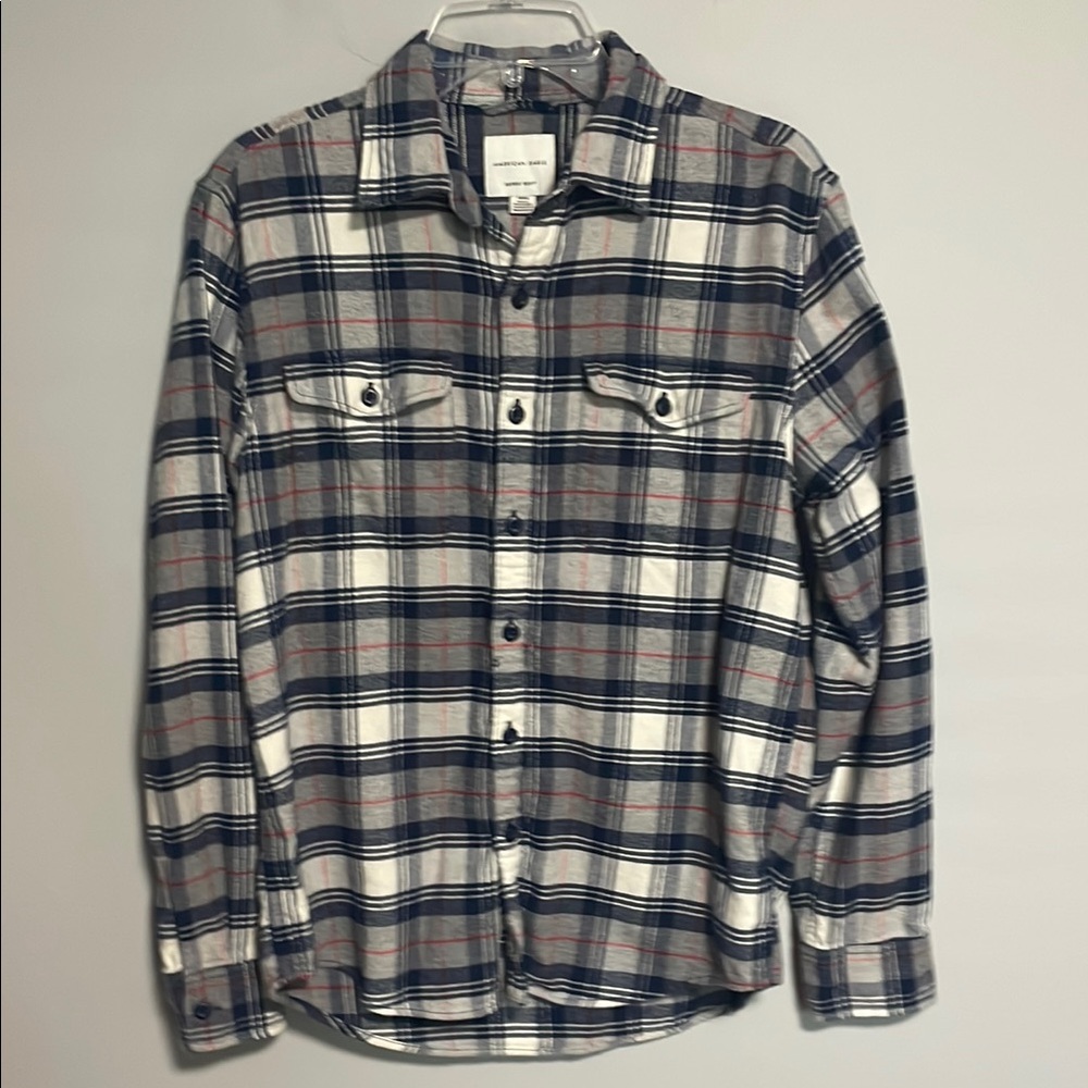 American Eagle Blue and Gray Super Soft Flannel Size Small NWOT
